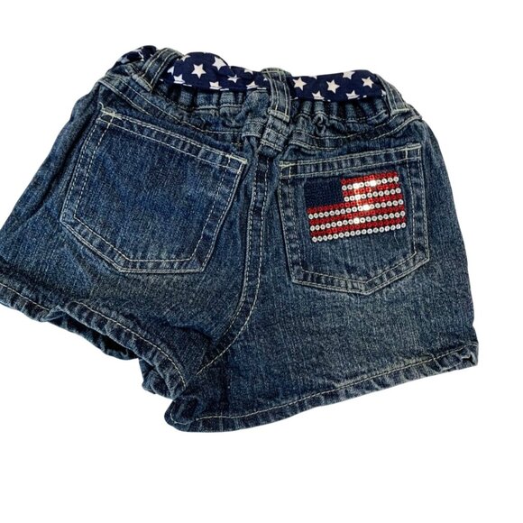 Koala Kids Girls Infant Baby Size 12 Months Blue jean Shorts Denim Patriotic Fla - Picture 3 of 3